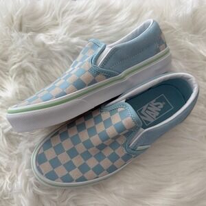 Vans Classic Slip On Suede Checkerboard Crystal Blue Women Shoes Size 5 NEW